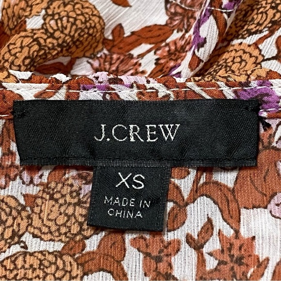 J.Crew Floral Ruffle Chiffon Peasant Blouse Boho Fairy Bell Sleeve XS - Picture 5 of 7